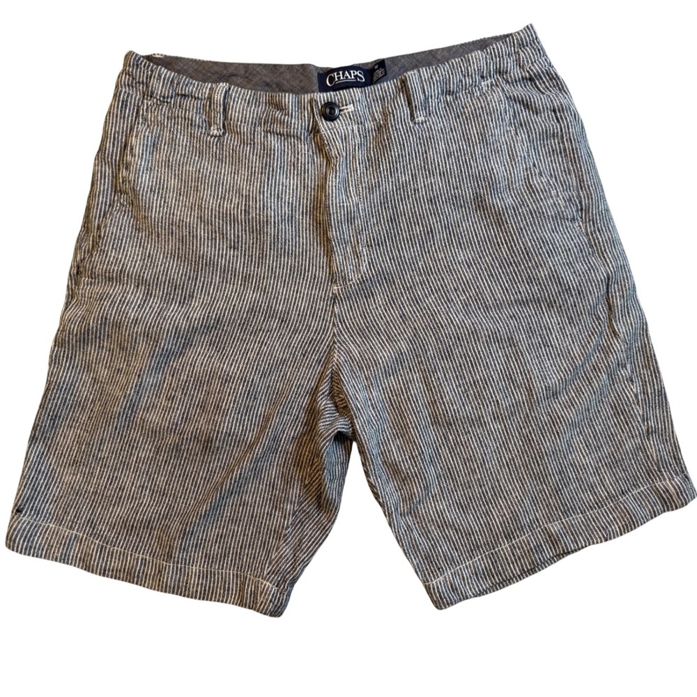 Mens Striped Linen Blend Shorts‎ 32 Casual Summer Beach Chaps Resortcore Preppy